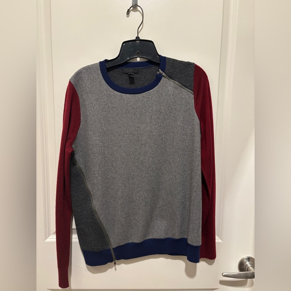 J. Crew Color Block Zipper Detail Sweater